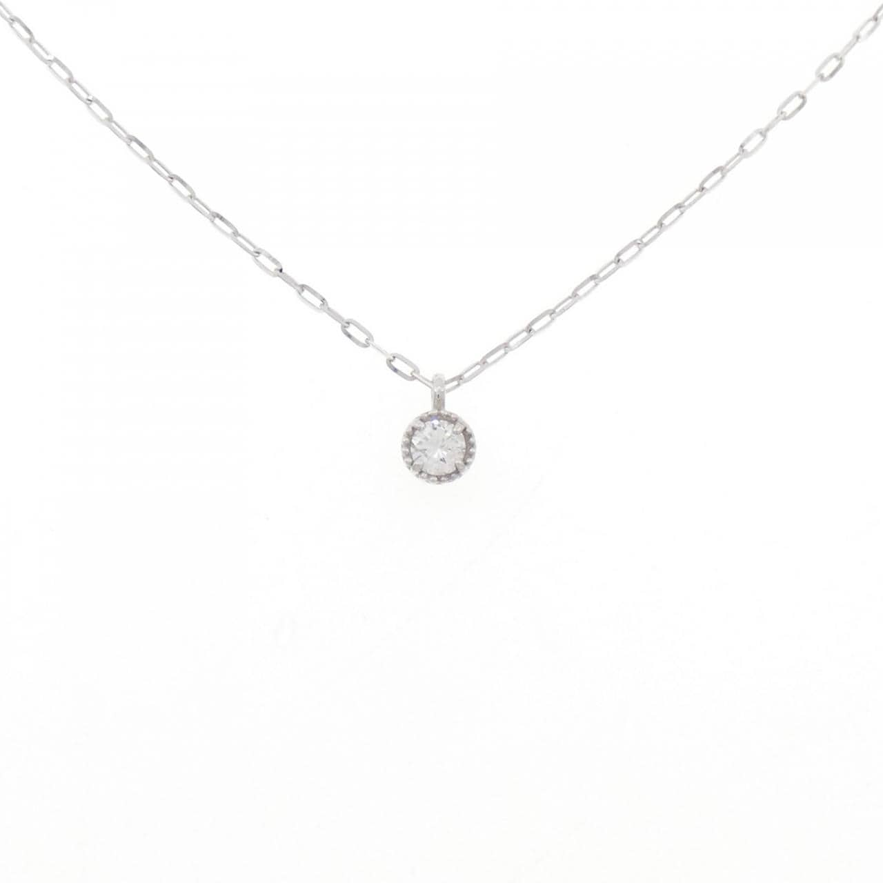 K18WG ソリティア ダイヤモンド ネックレス 0.10CT