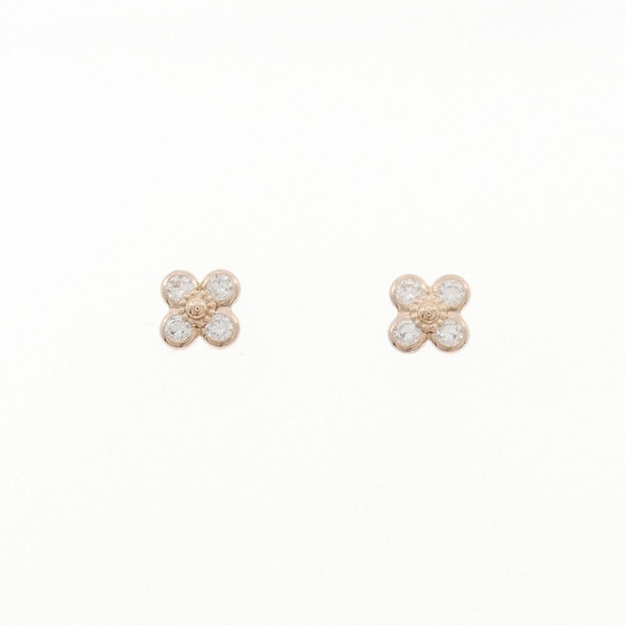 K14PG フラワー キュービック ピアス