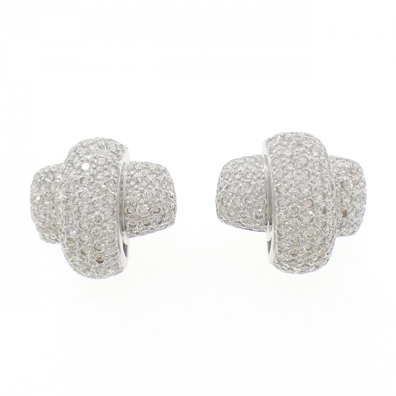 K18WG パヴェ ダイヤモンド ピアス 6.58CT