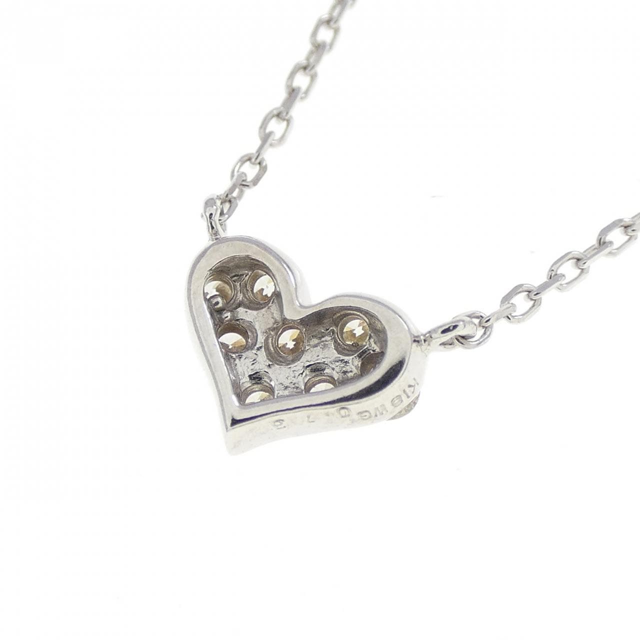K18WG ハート ダイヤモンド ネックレス 0.13CT