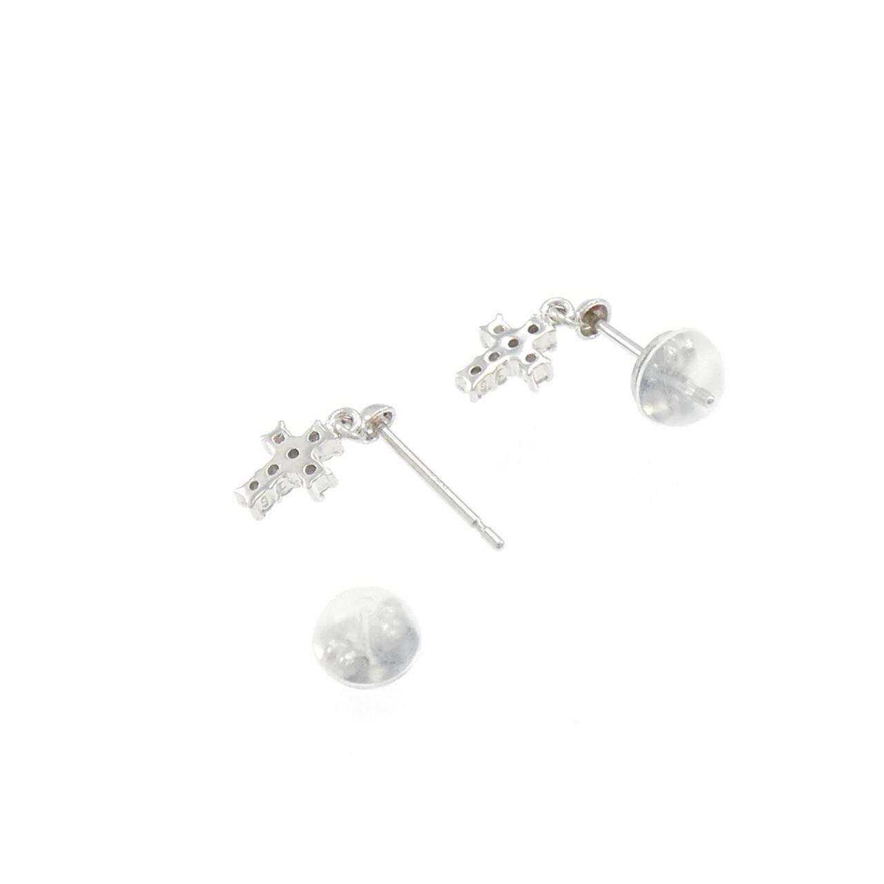 PT クロス ダイヤモンド ピアス 0.12CT