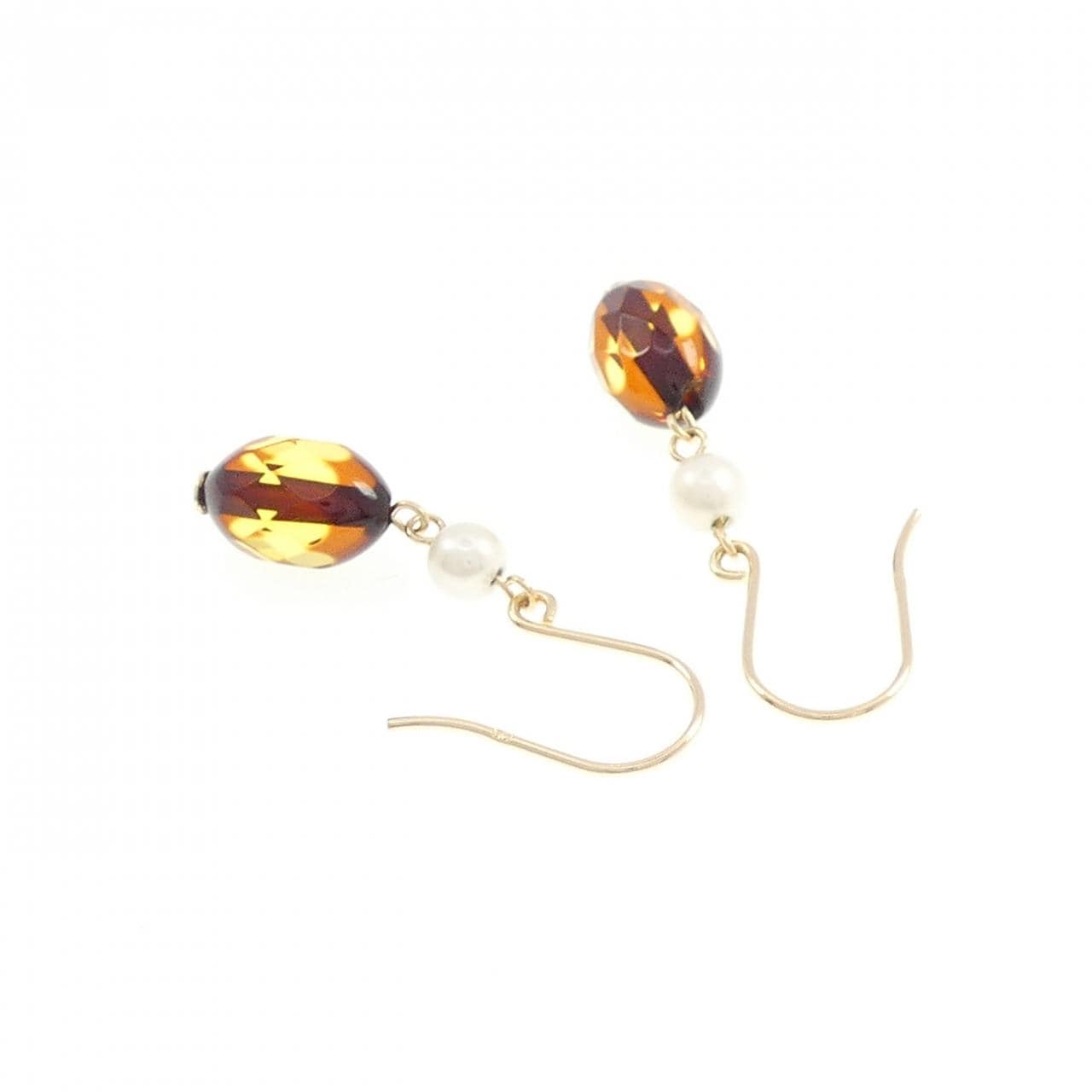 【新品】K18YG 琥珀 ピアス
