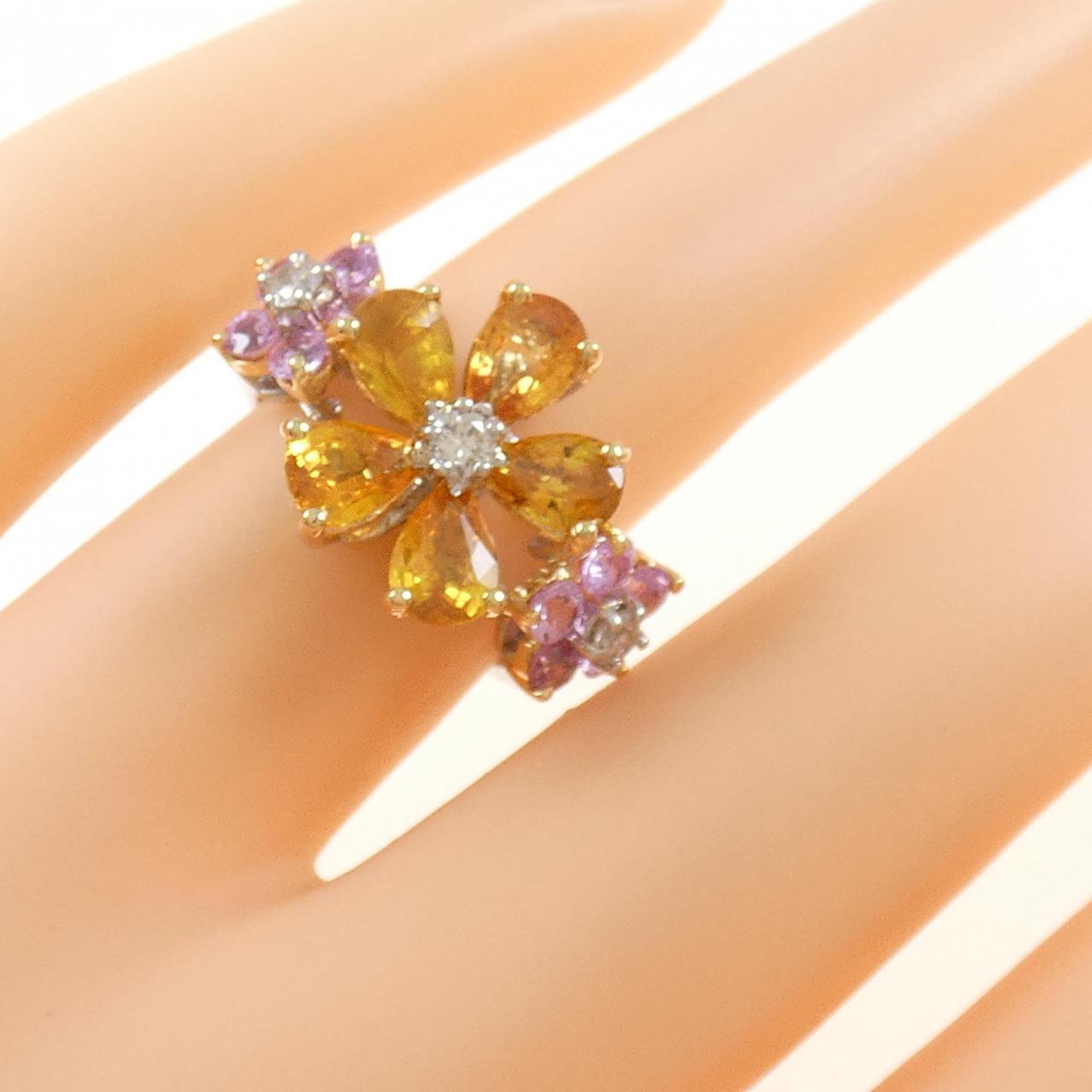 750WG/750YG フラワー サファイヤ リング 3.55CT