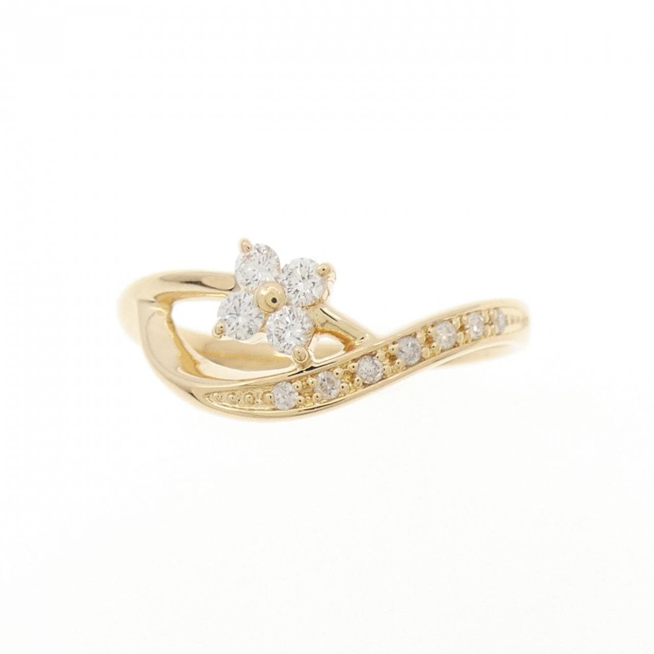 K18YG フラワー ダイヤモンド リング 0.15CT