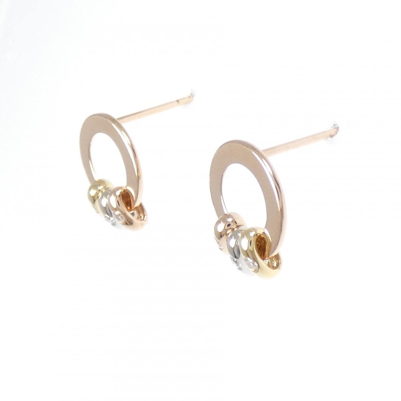 K18スリーカラー ダイヤモンド ピアス 0.08CT