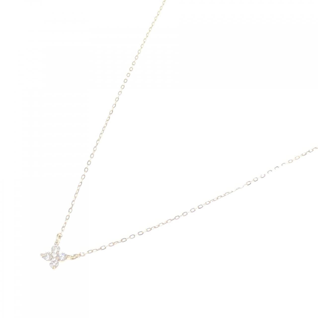 K10YG フラワー ダイヤモンド ネックレス 0.07CT