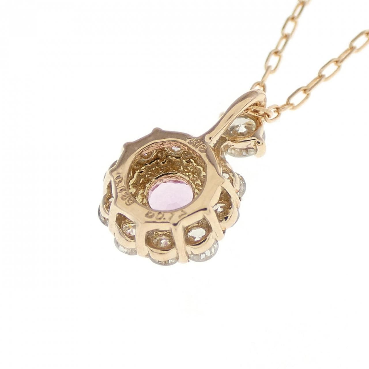 [BRAND NEW] K18PG Padparadscha Sapphire Necklace 0.139CT