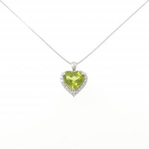 K18WG ハート ペリドット ネックレス 2.66CT
