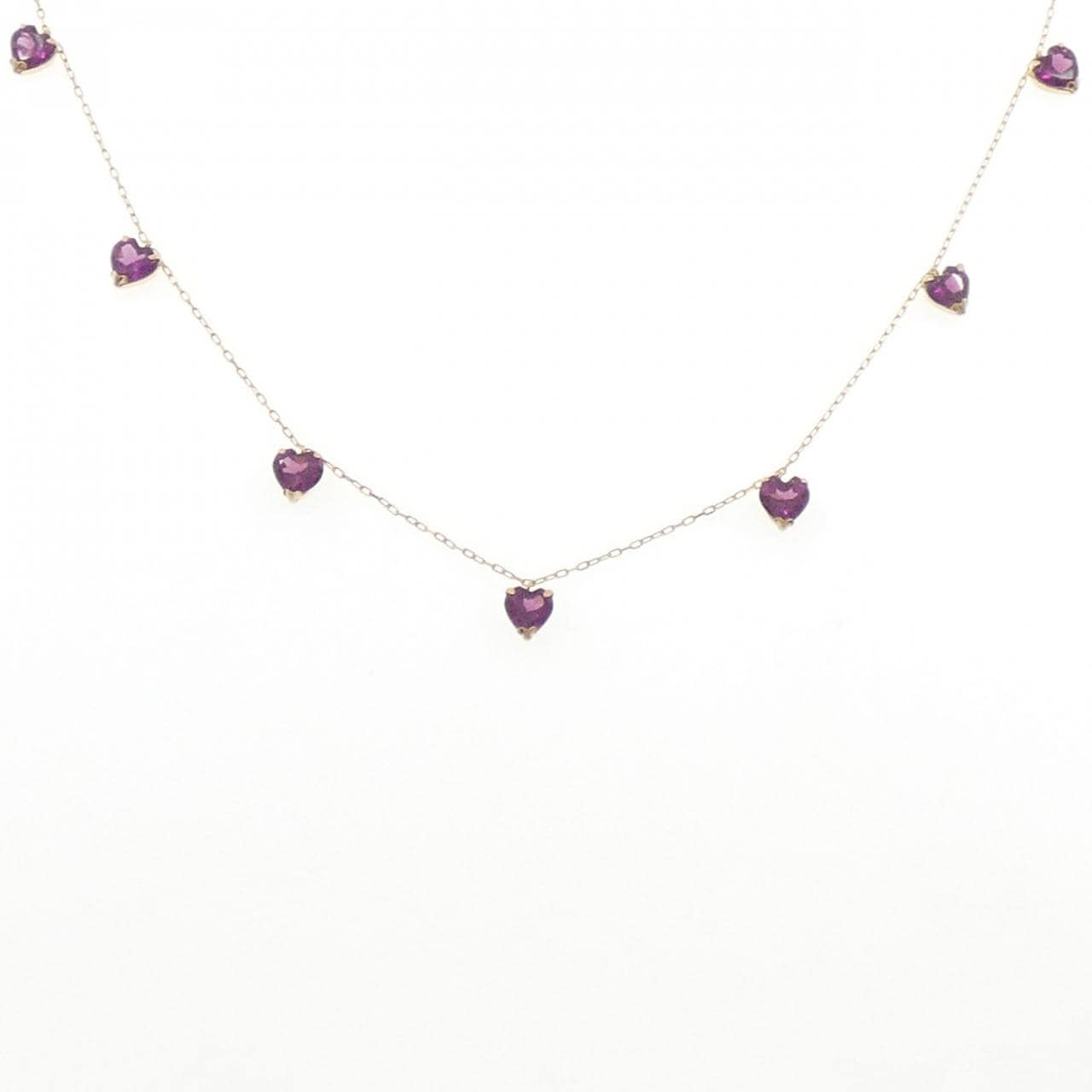 K18YG ハート ガーネット ネックレス 3.50CT