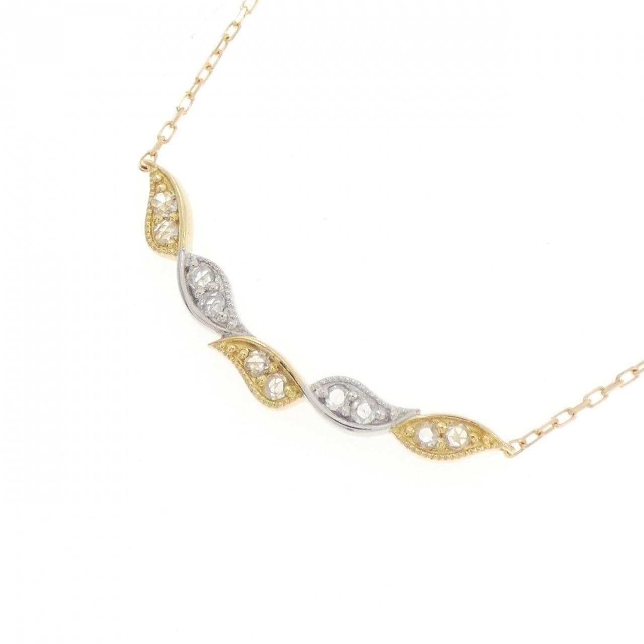 K18YG/K18WG ダイヤモンド ネックレス 0.10CT