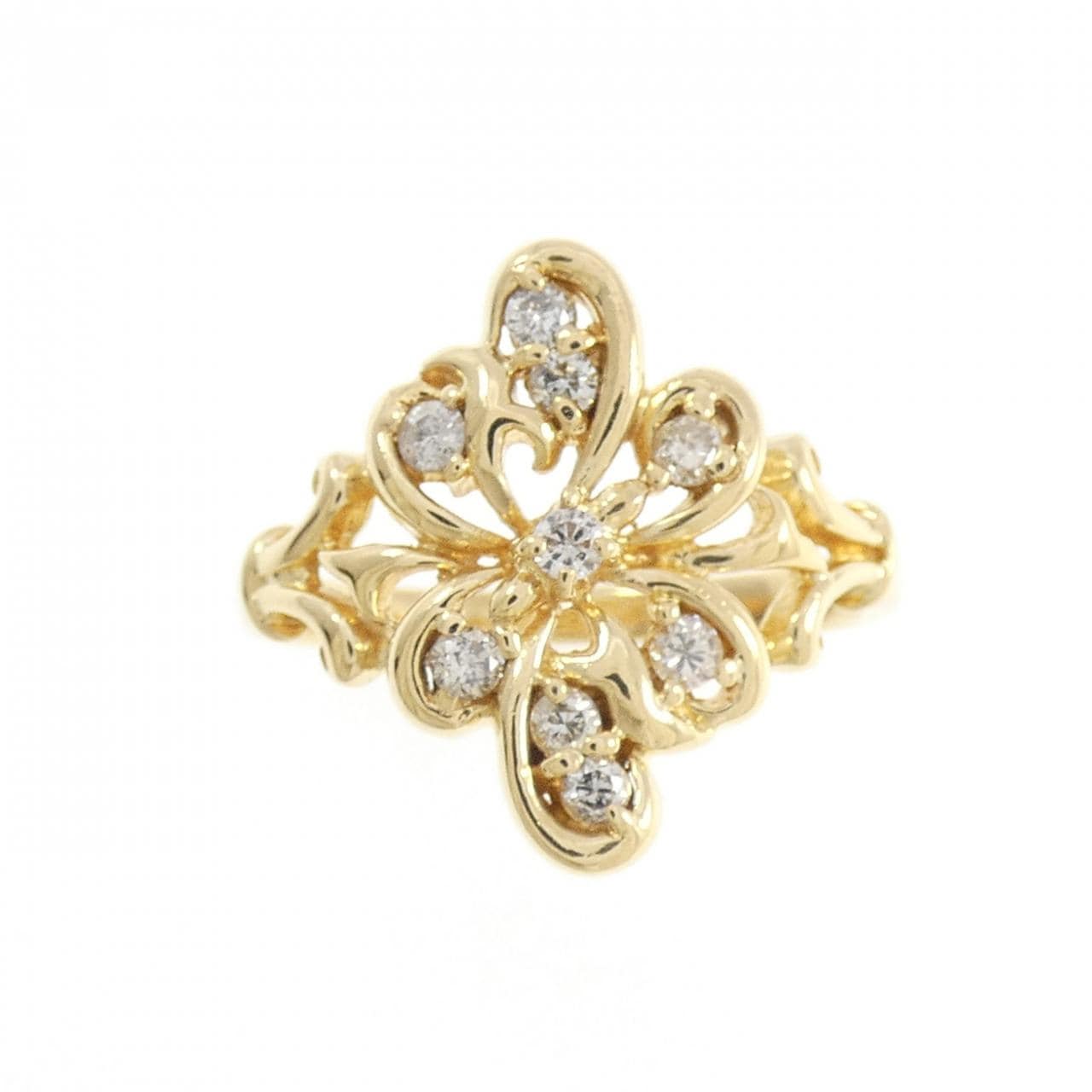 K18YG フラワー ダイヤモンド リング 0.23CT