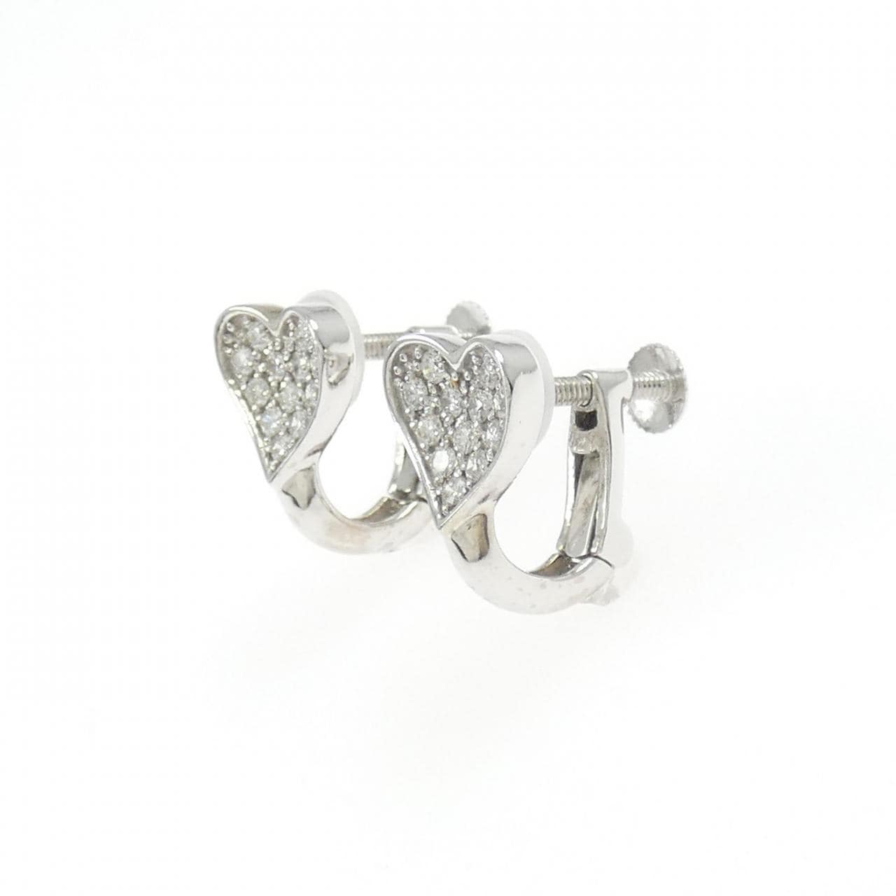 K18WG 心形鑽石耳夹0.60CT