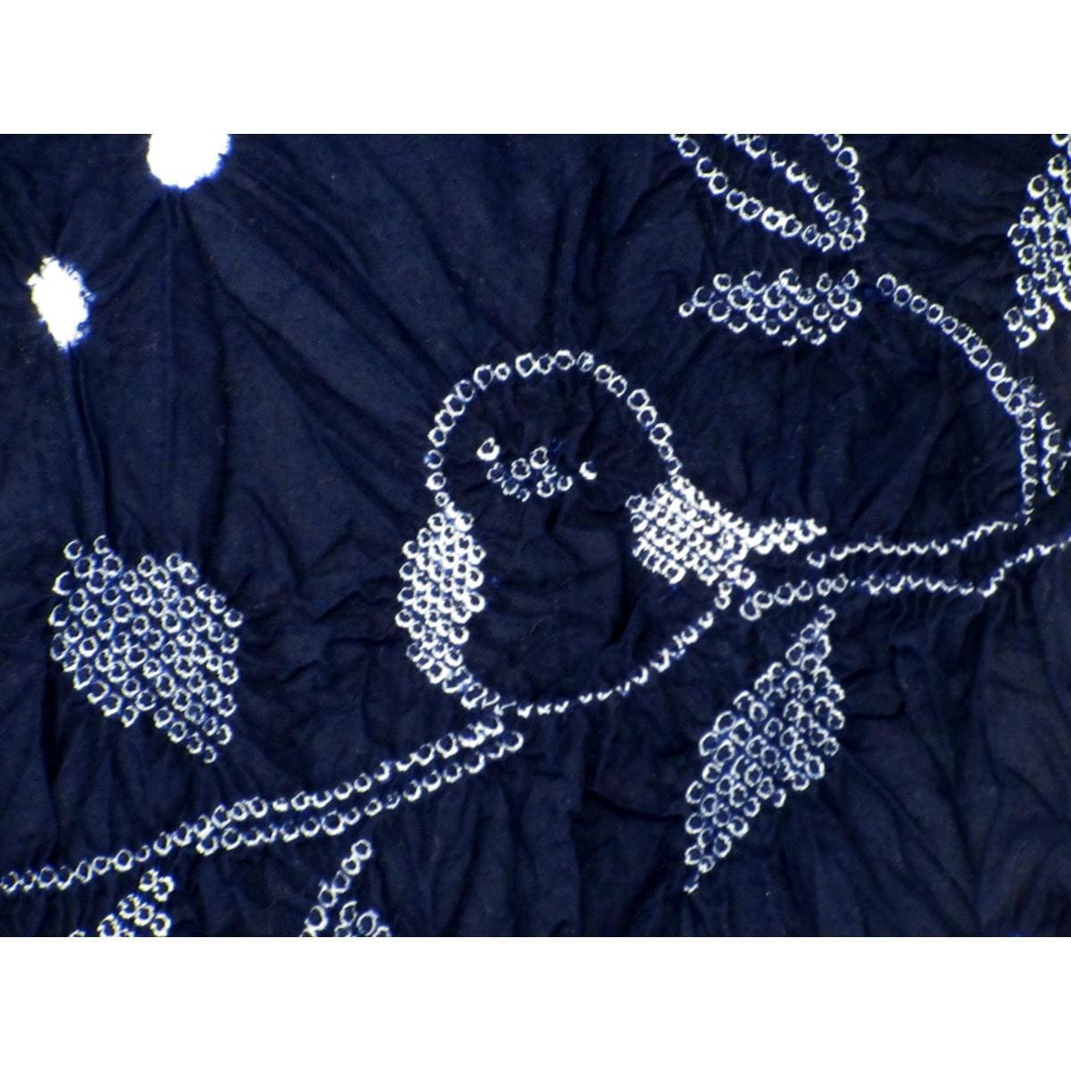 【新品】絞り浴衣反物　シマエナガ