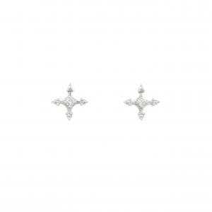 K18WG クロス ダイヤモンド ピアス 0.04CT
