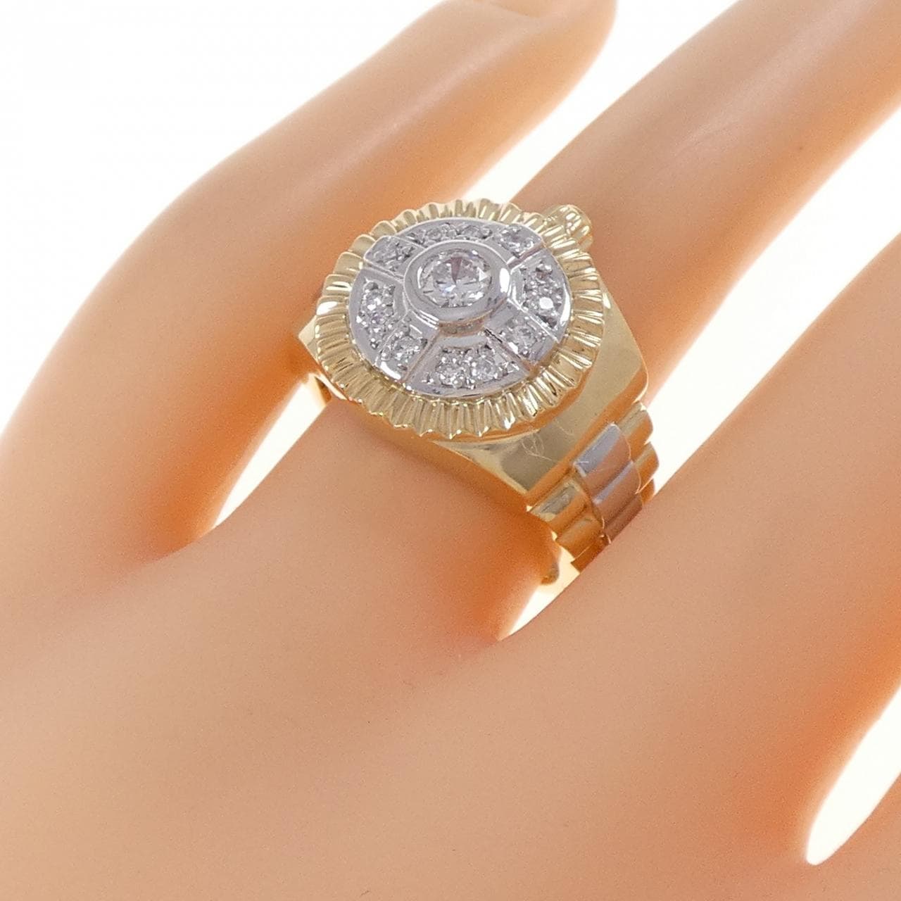 K18YG/PT900 ダイヤモンド リング 0.26CT