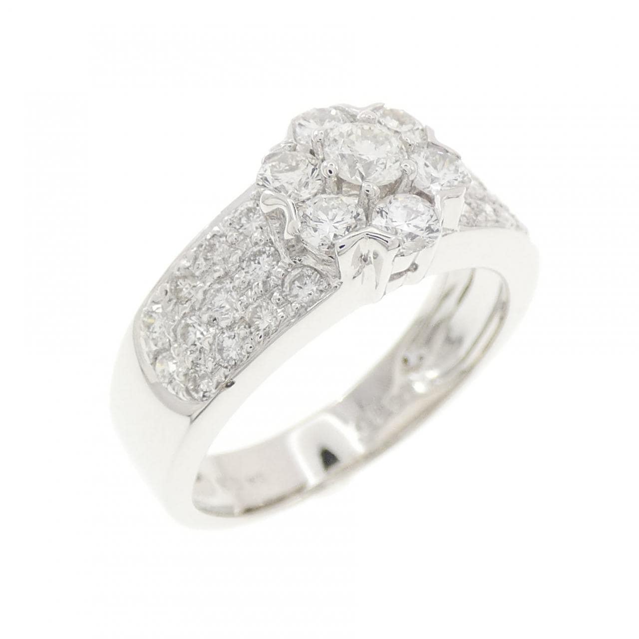 K18WG フラワー ダイヤモンド リング 1.00CT