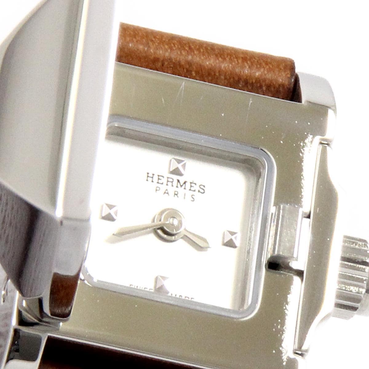 エルメス HERMES メドール ミニ ME2 110 レディース 腕時計 ピラミッド シルバー スタッズ シルバー 文字盤 クォーツ Medor VLP 90189619