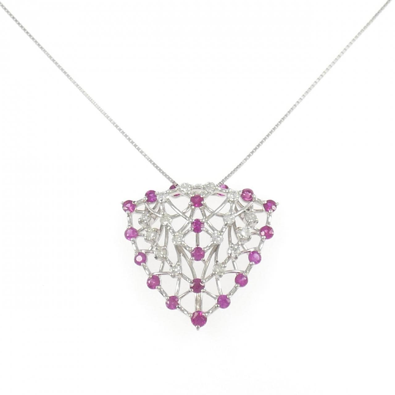 K18WG ルビー ネックレス 1.55CT