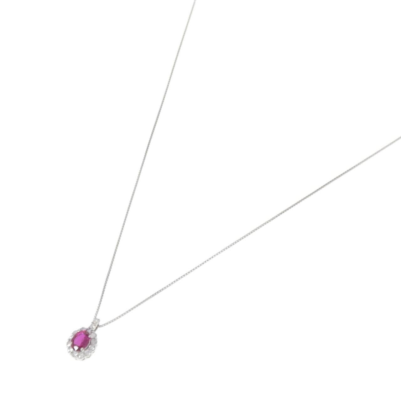 PT950/PT850 ルビー ネックレス 0.38CT