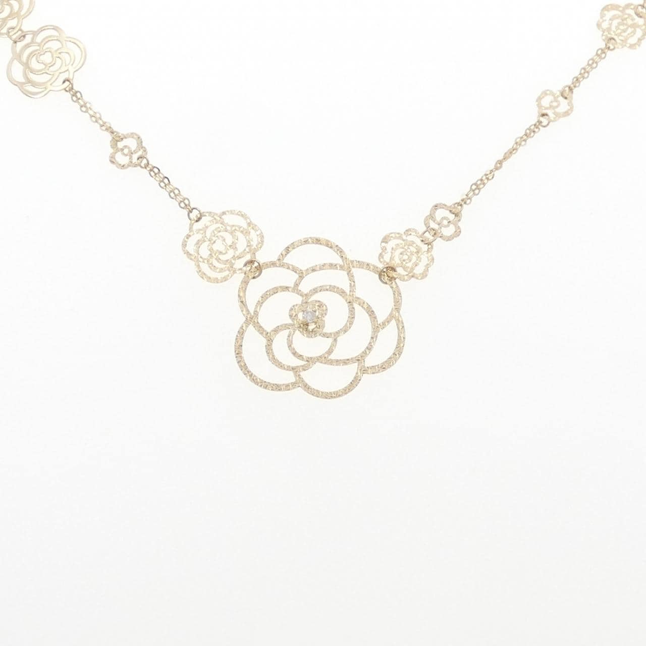 K14YG ローズ ダイヤモンド ネックレス 0.10CT