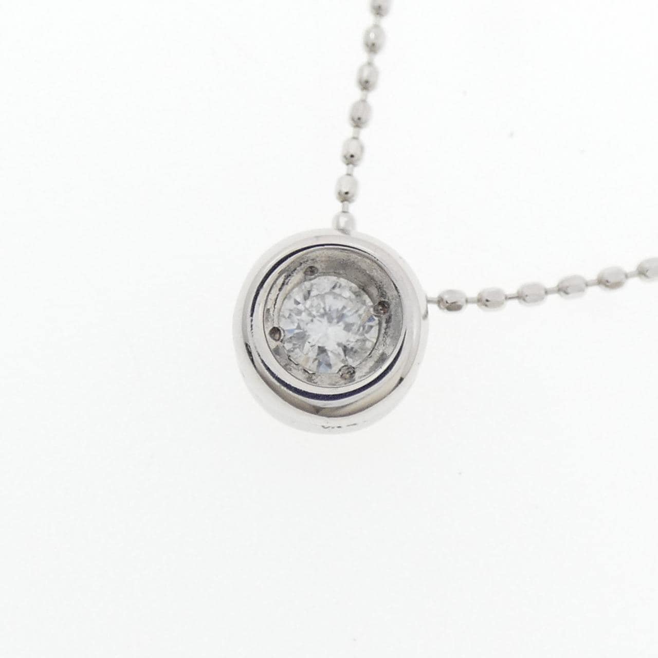 K18WG ソリティア ダイヤモンド ネックレス 0.12CT