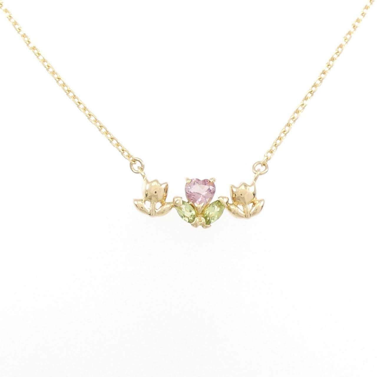 K18YG Heart x Flower Tourmaline Necklace