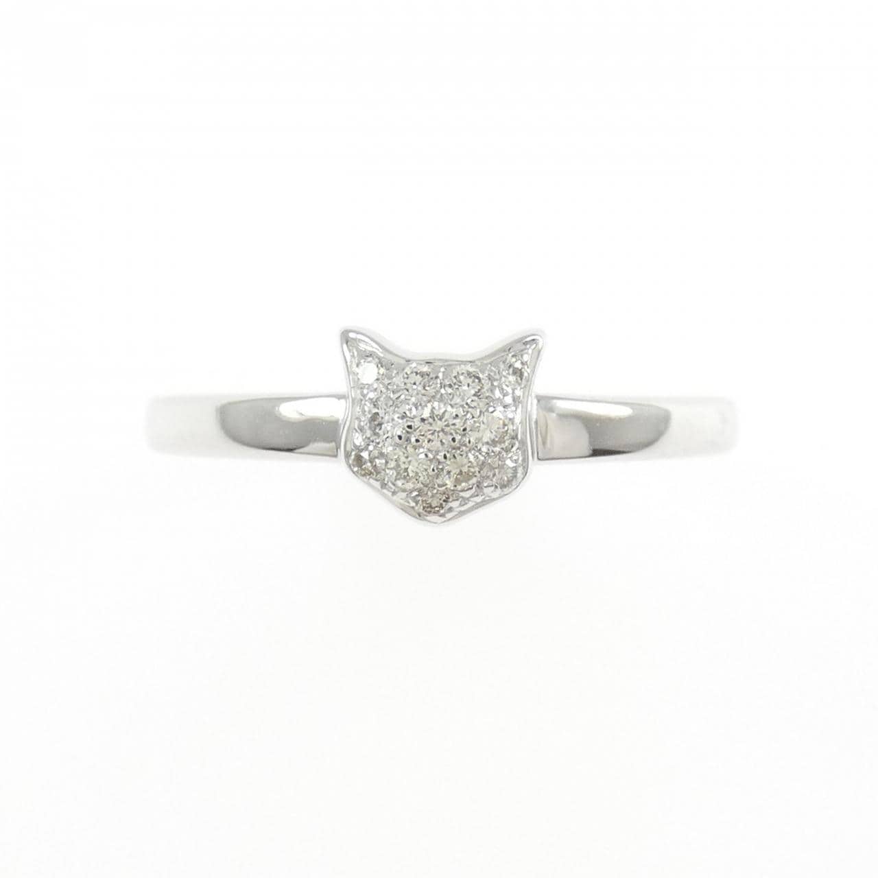 K18WG キャット ダイヤモンド リング 0.08CT