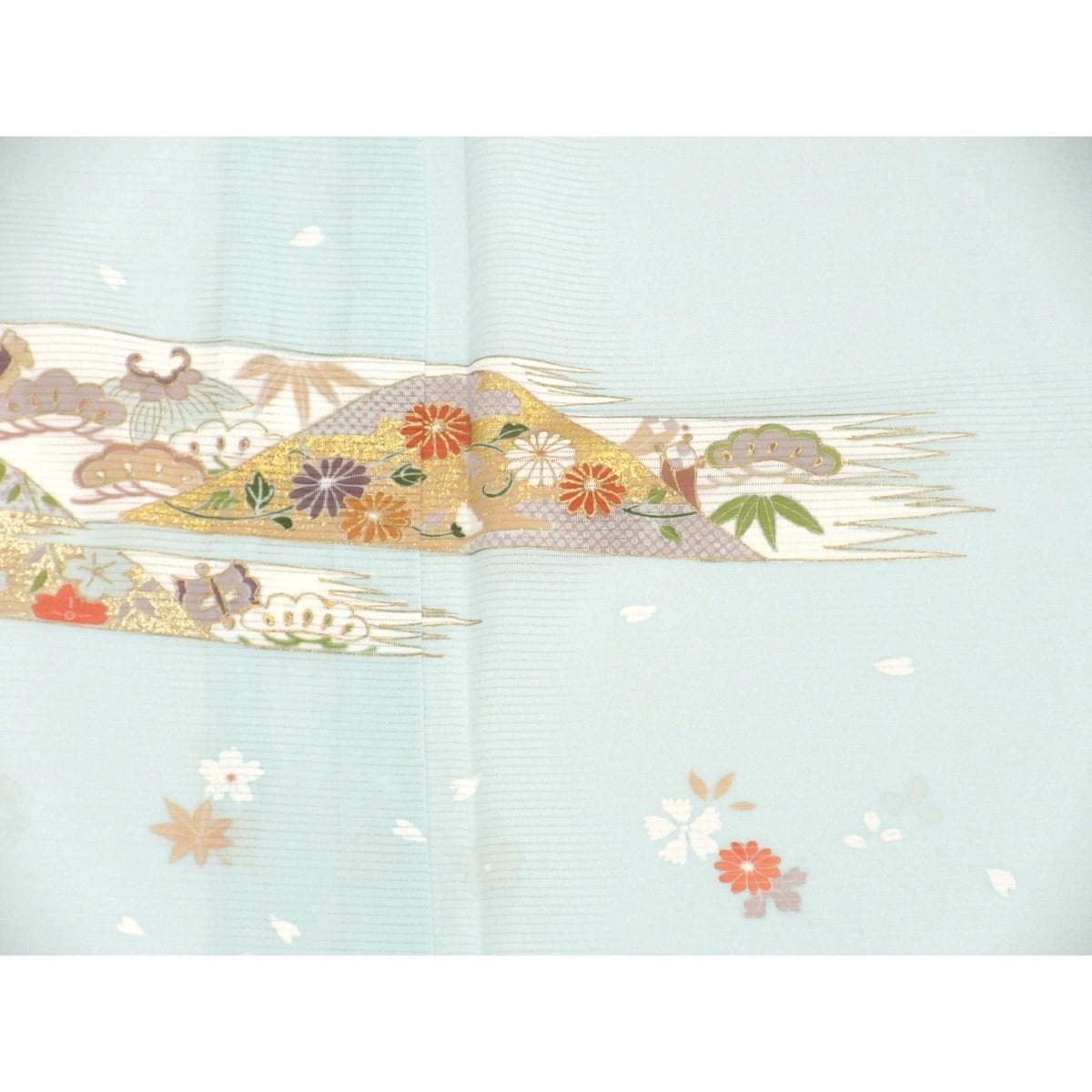 【未使用品】単衣　駒絽訪問着　友禅金彩加工