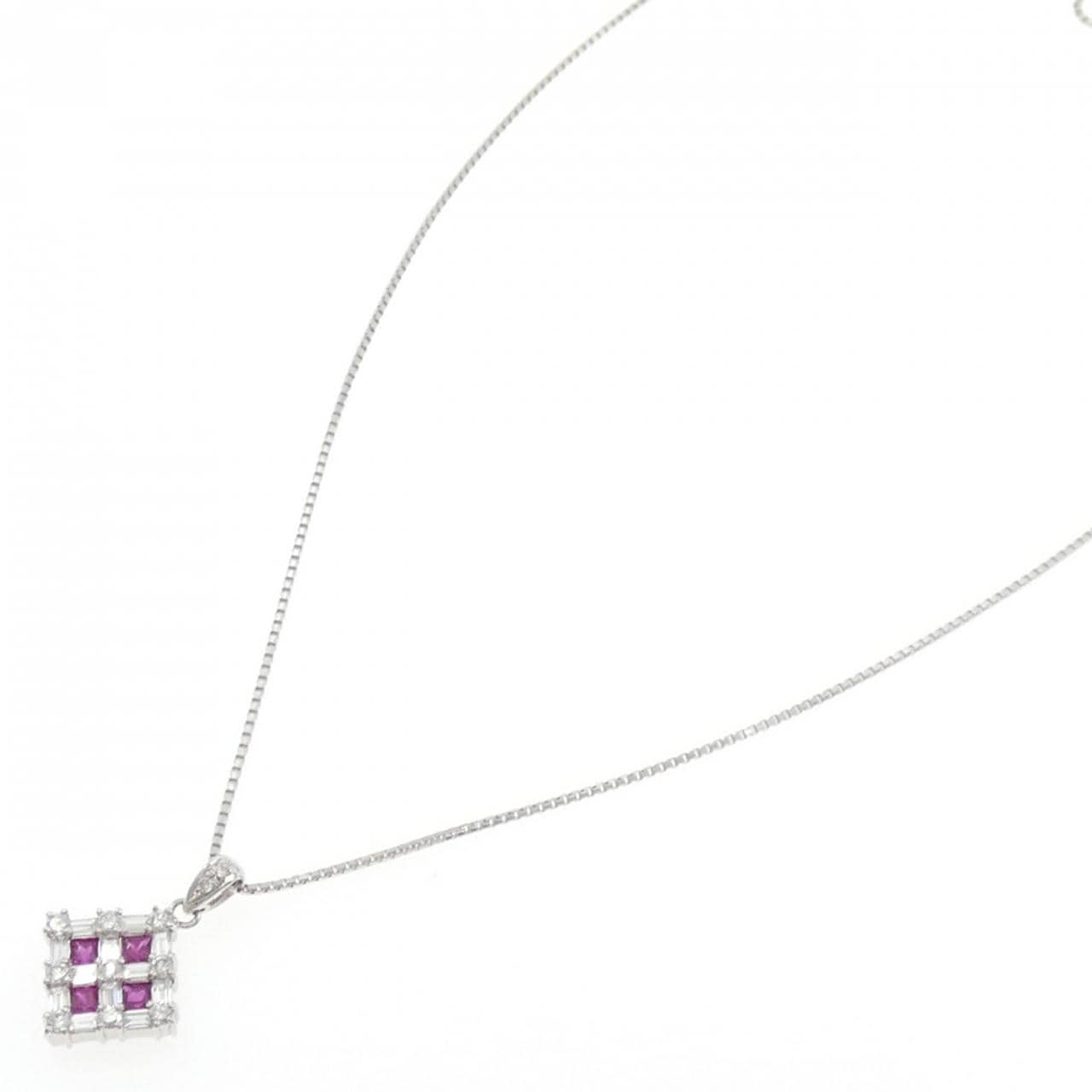PT900/PT850 ルビー ネックレス 0.68CT