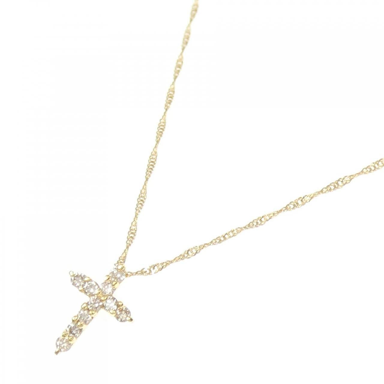 K18YG cross Diamond necklace 0.15CT