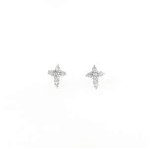 PT900 クロス ダイヤモンド ピアス 0.10CT