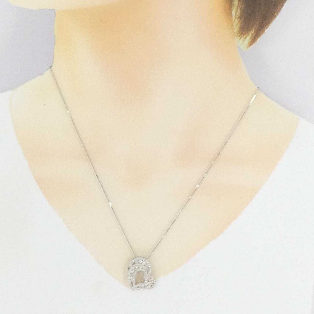 K18WG ハート ダイヤモンド ネックレス 0.90CT