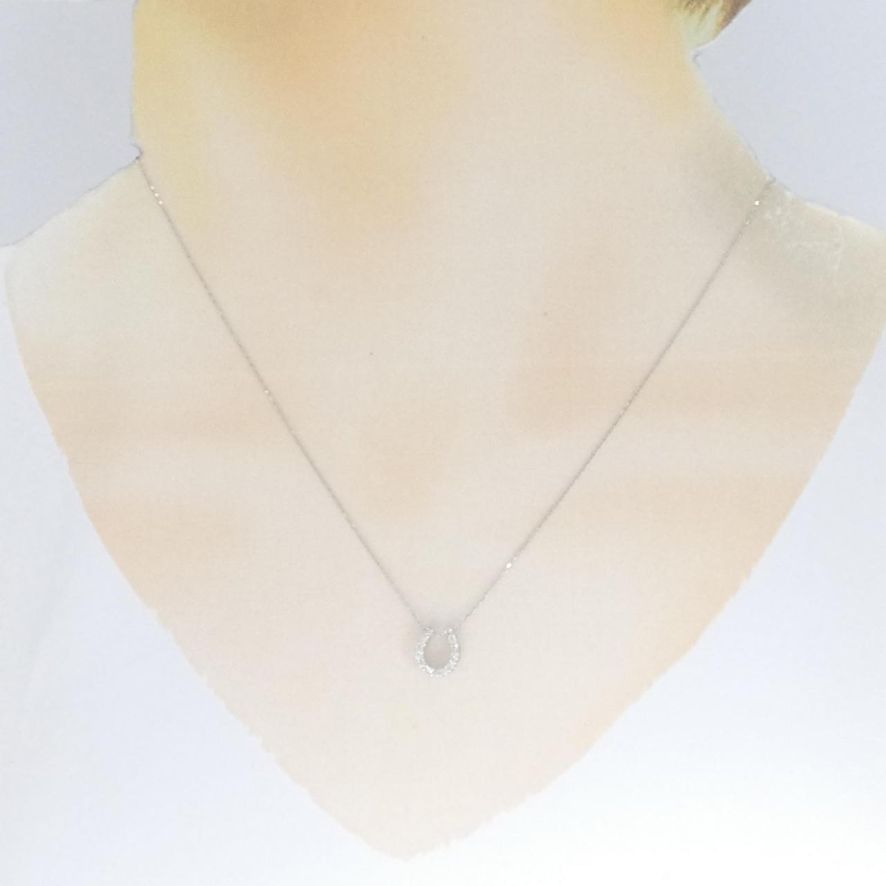 【新品】PT900/PT850 ホースシュー ダイヤモンド ネックレス 0.15CT