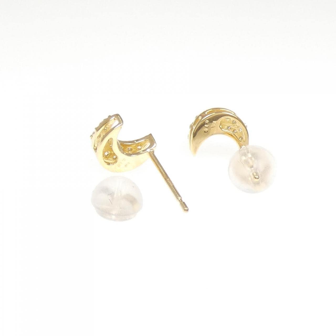 【リメイク】K18YG ムーン ダイヤモンド ピアス 0.20CT