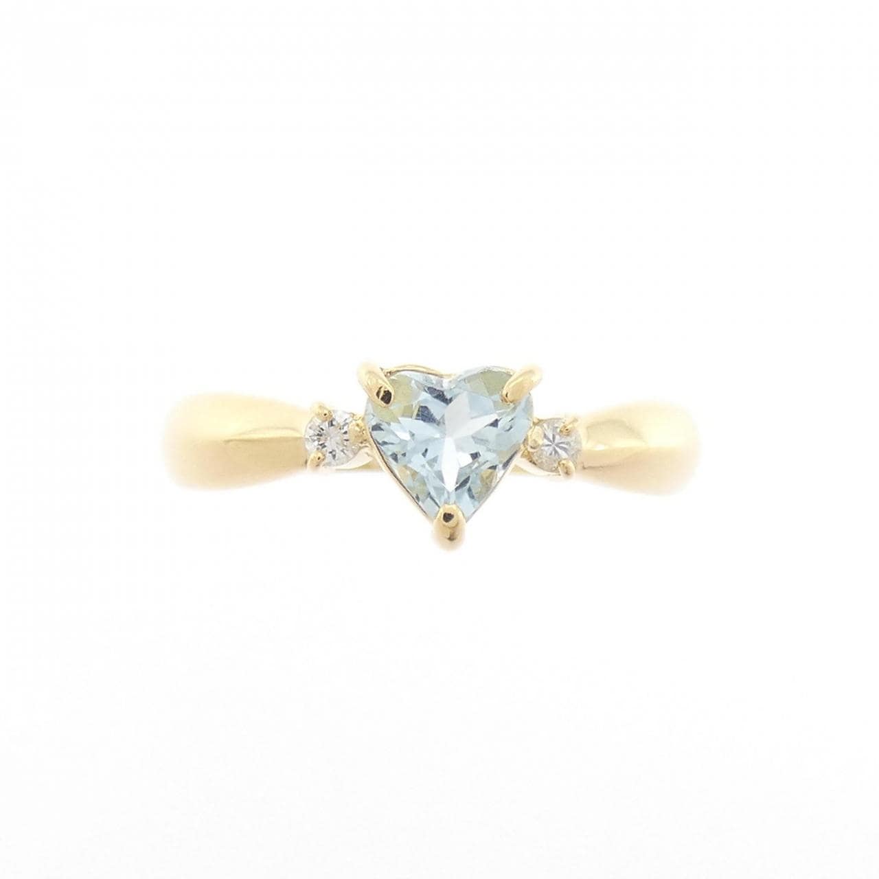 K18YG 心形海藍寶戒指