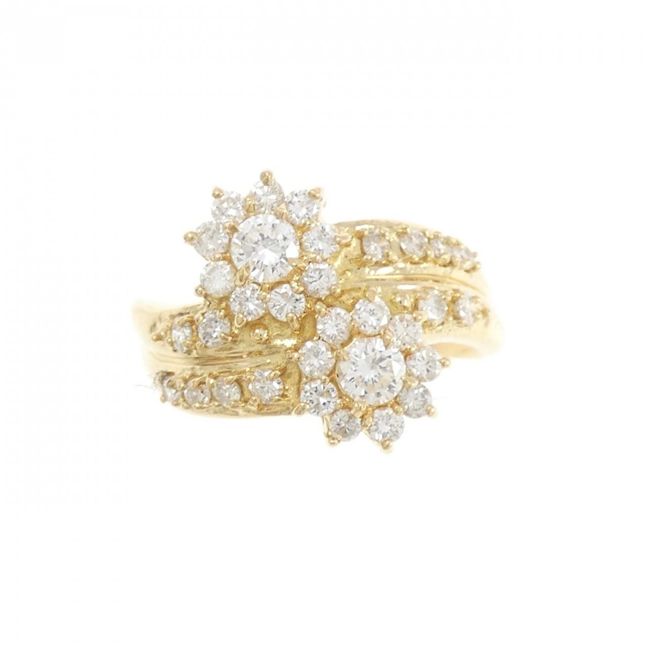 K18YG フラワー ダイヤモンド リング 1.02CT