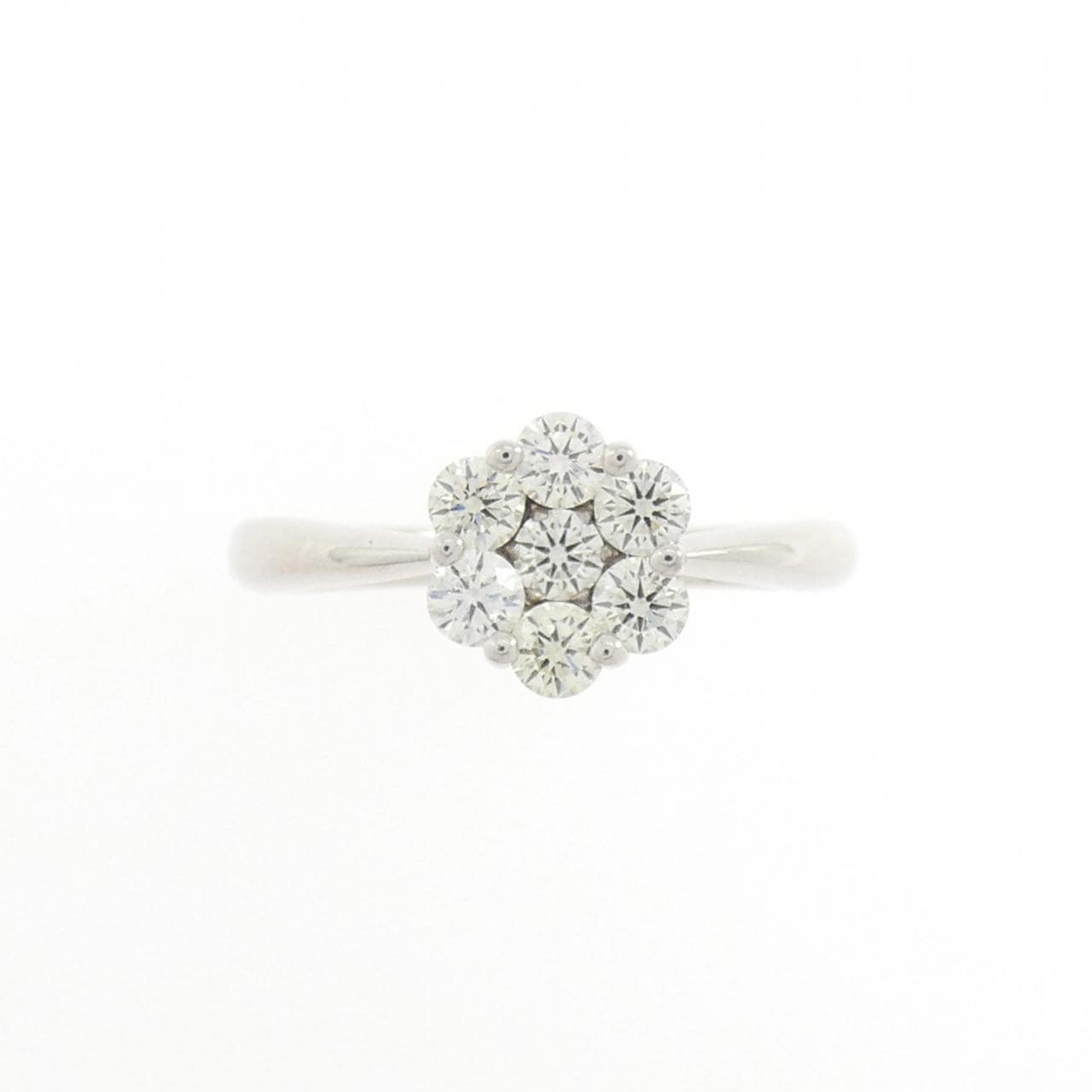 K18WG フラワー ダイヤモンド リング 0.50CT