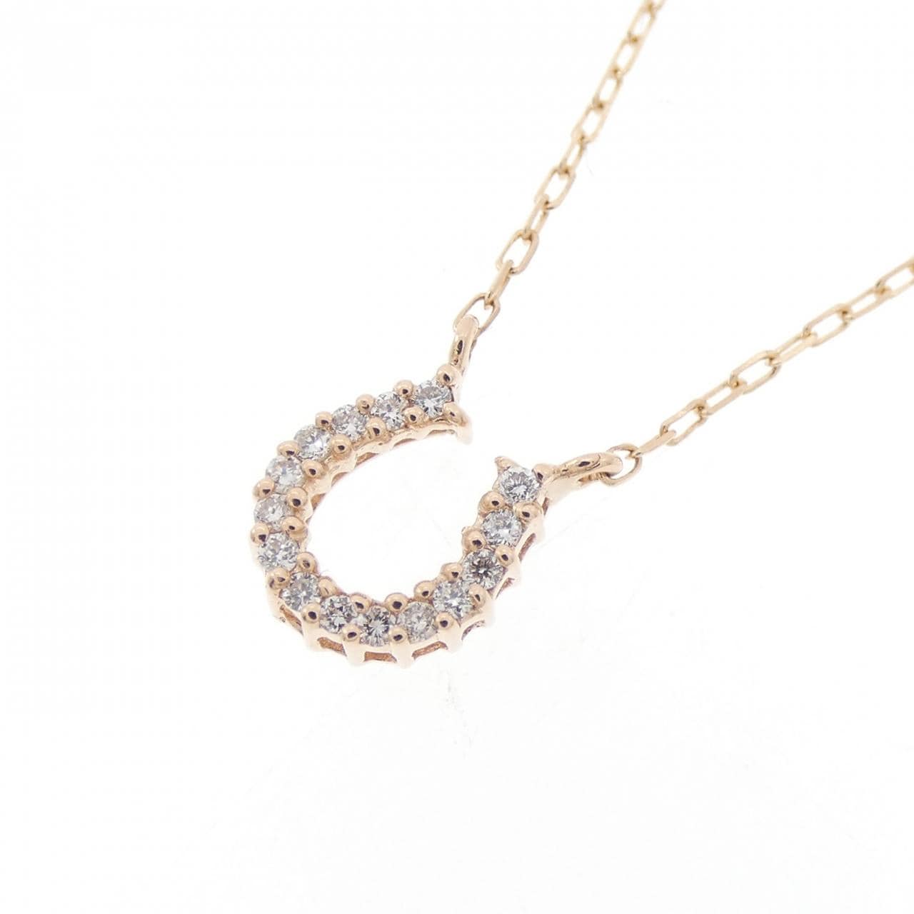 K10PG Horseshoe Diamond Necklace 0.06CT
