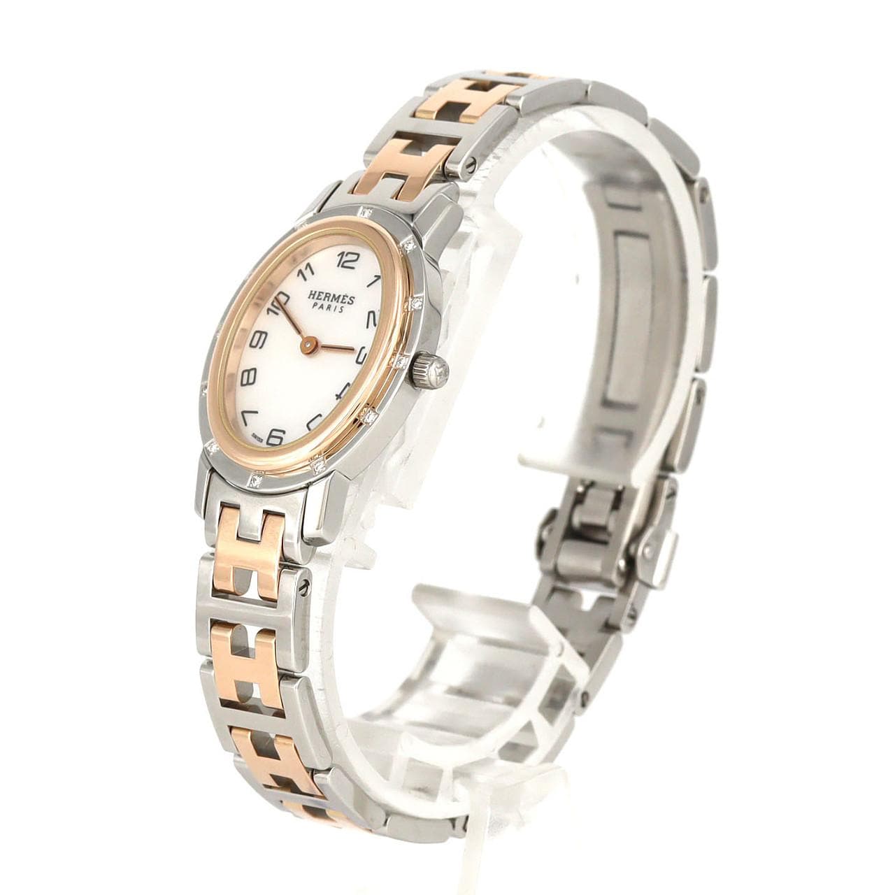 エルメス クリッパーオーバル/12P PGコンビ CO1.222 SSxPG クォーツ