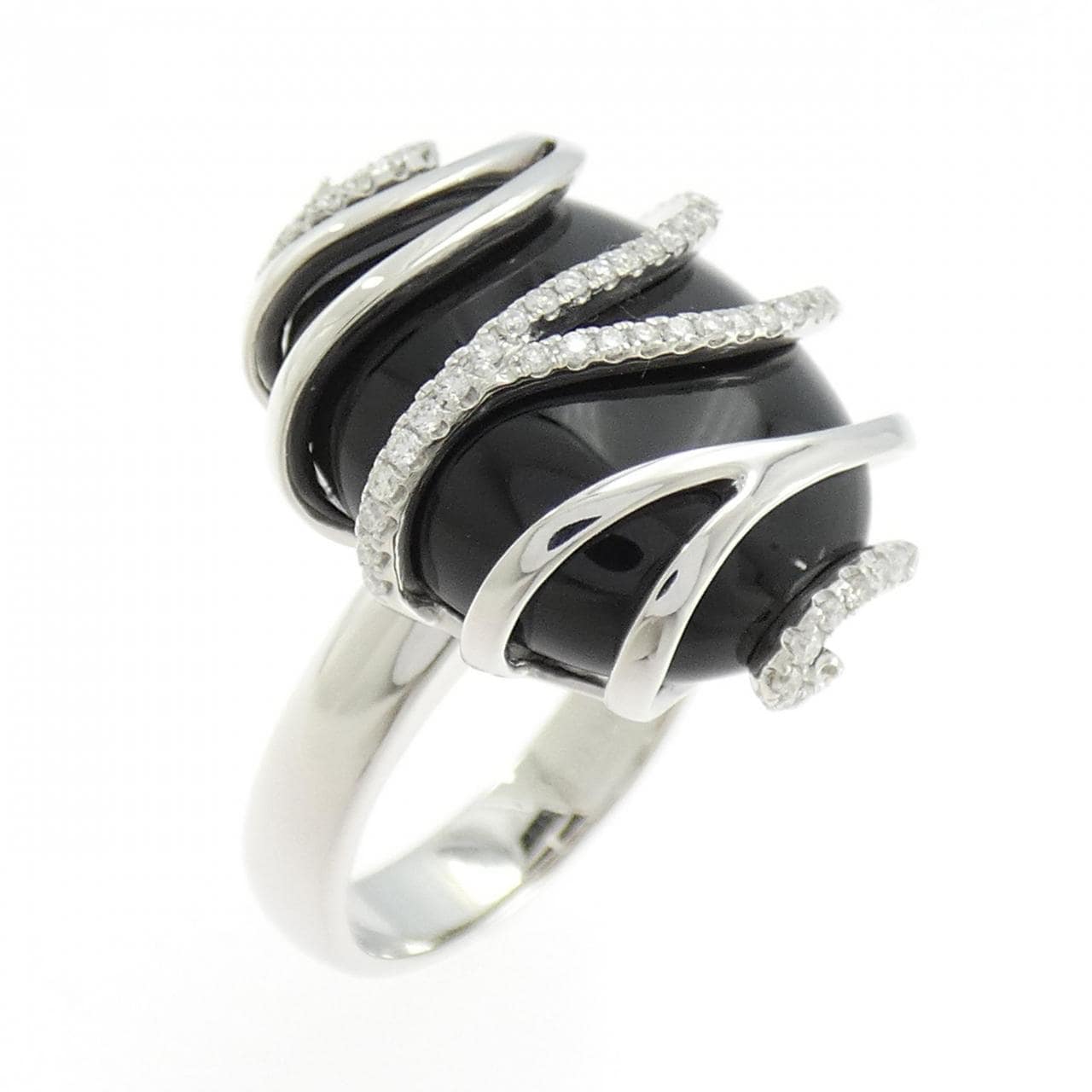 750WG 缟黑玛瑙戒指