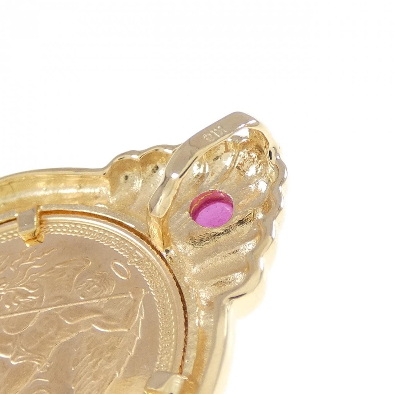 K18YG(枠) ルビー コイン ペンダント