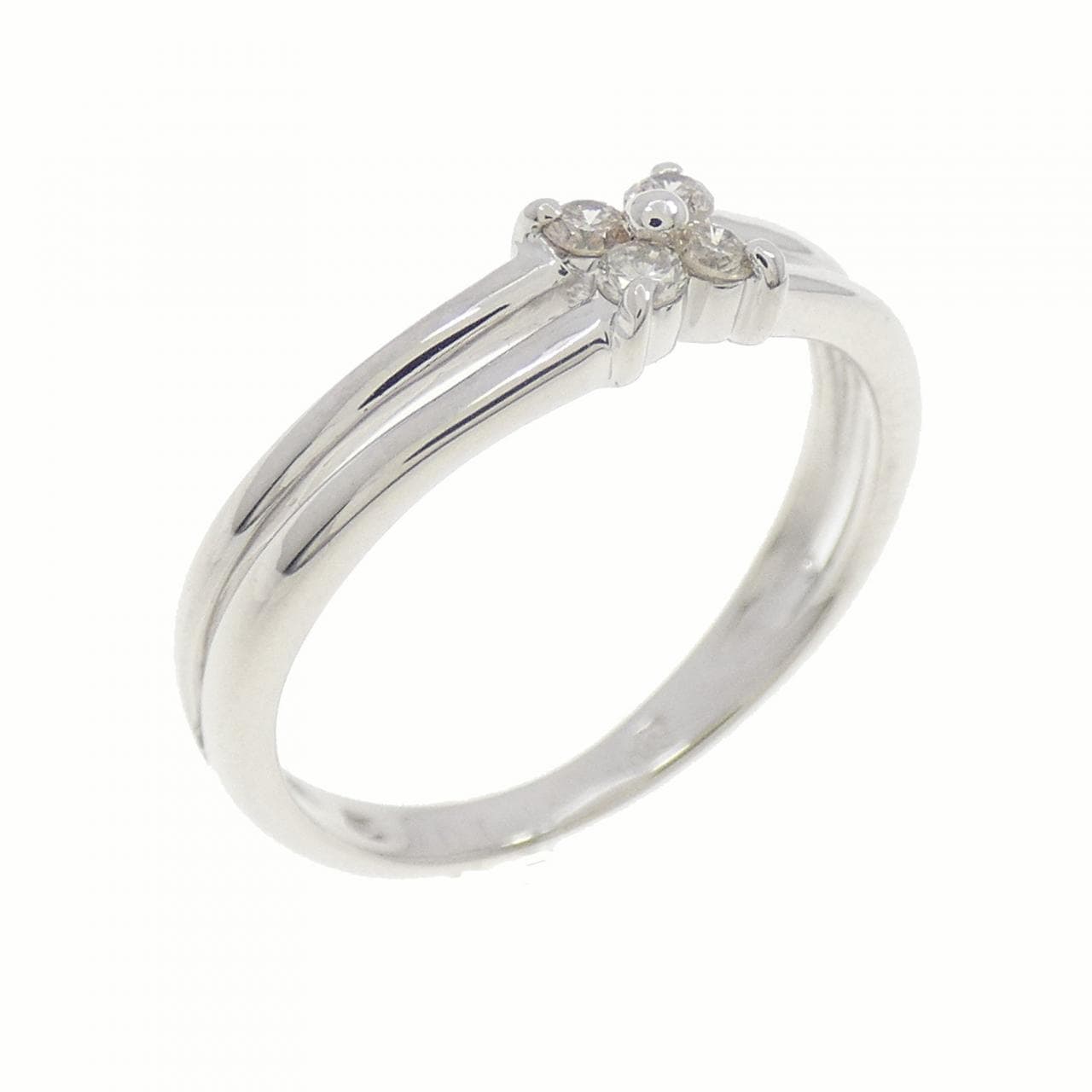 K18WG フラワー ダイヤモンド リング 0.08CT