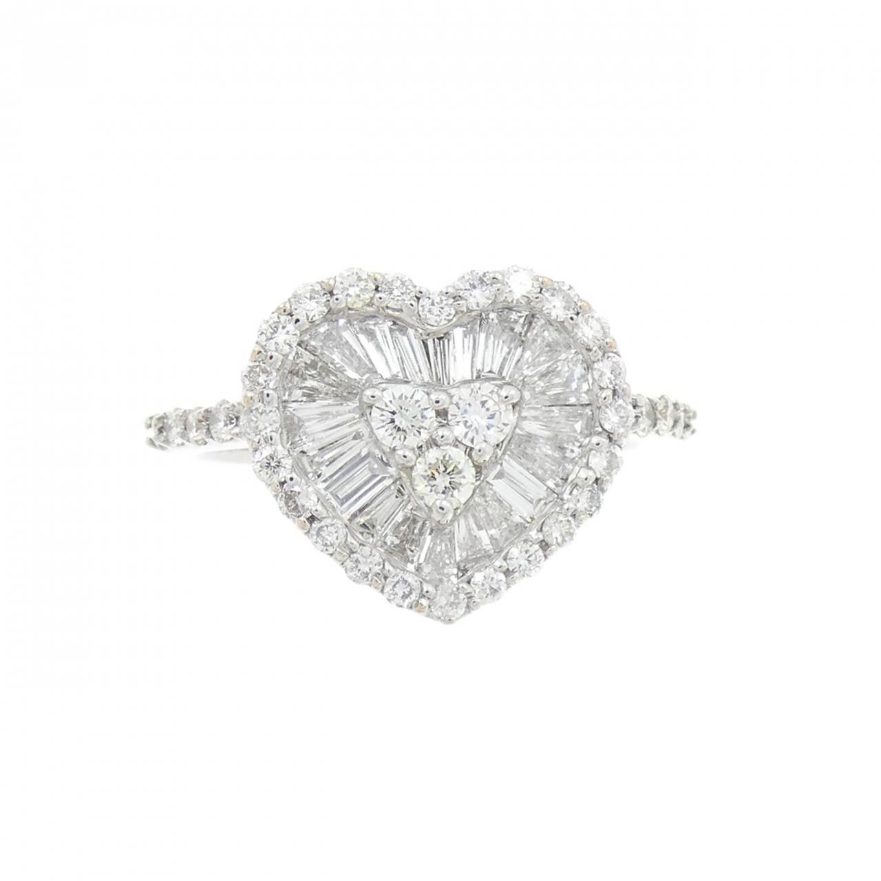 K18WG ハート ダイヤモンド リング 1.00CT