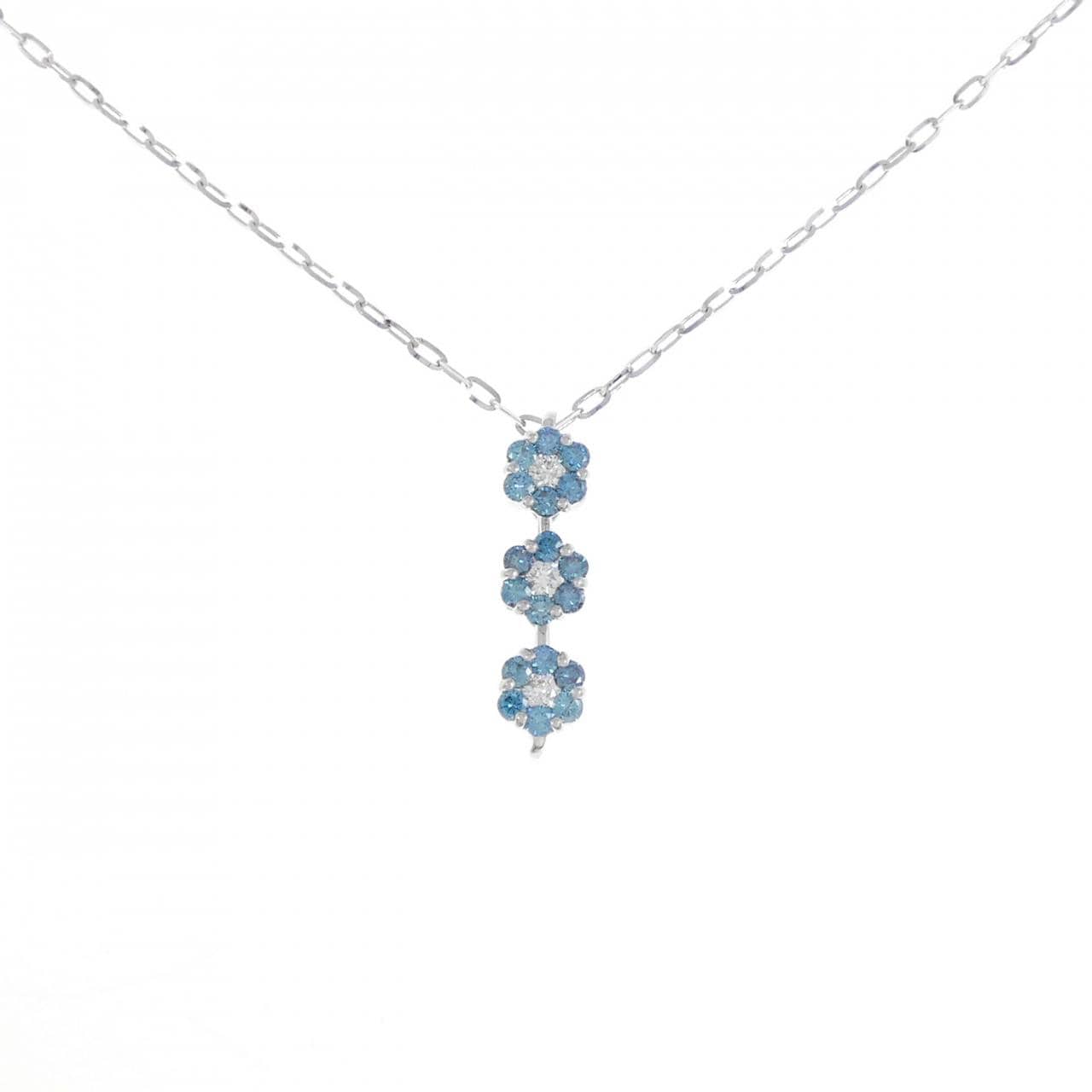 K18WG 2WAY フラワー ダイヤモンド ネックレス 0.58CT