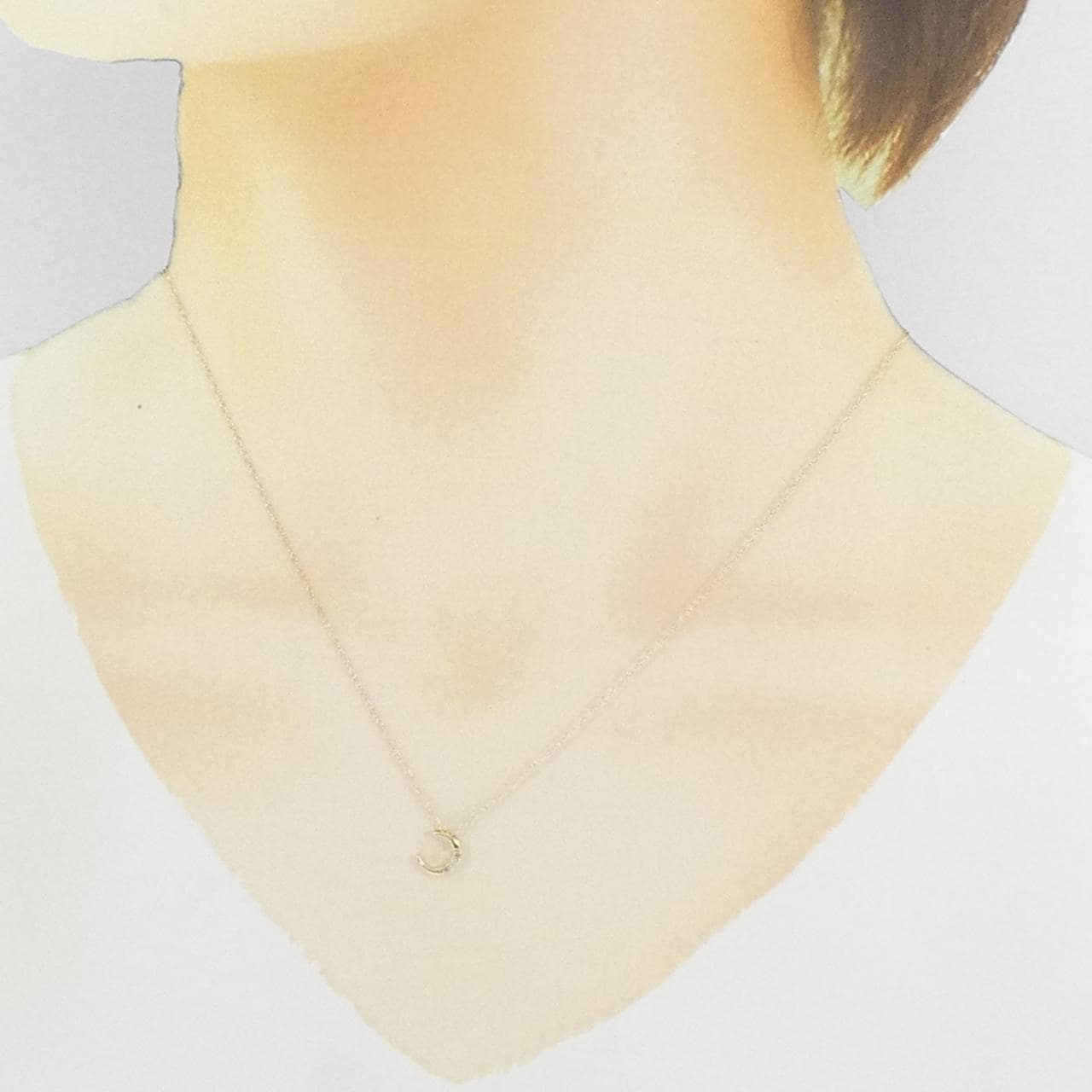 K10YG ムーン ダイヤモンド ネックレス 0.02CT