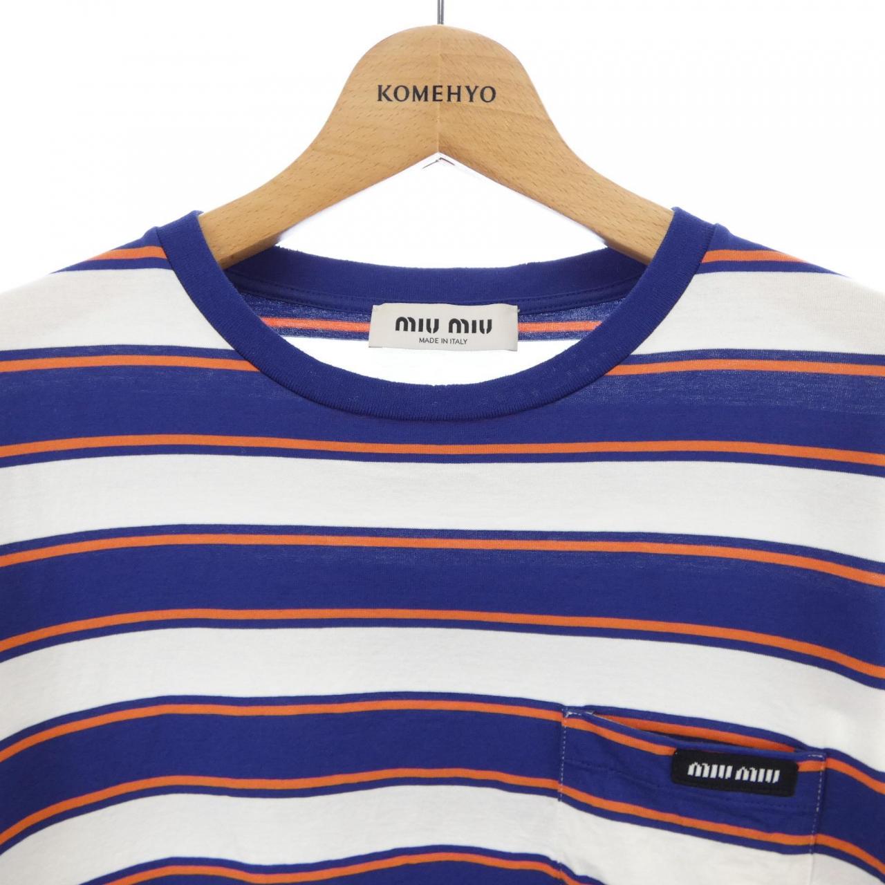 ミュウミュウ MIU MIU MIU MIU ロゴ ジャージー Tシャツ MJN537 SOOO 14RT Tシャツ