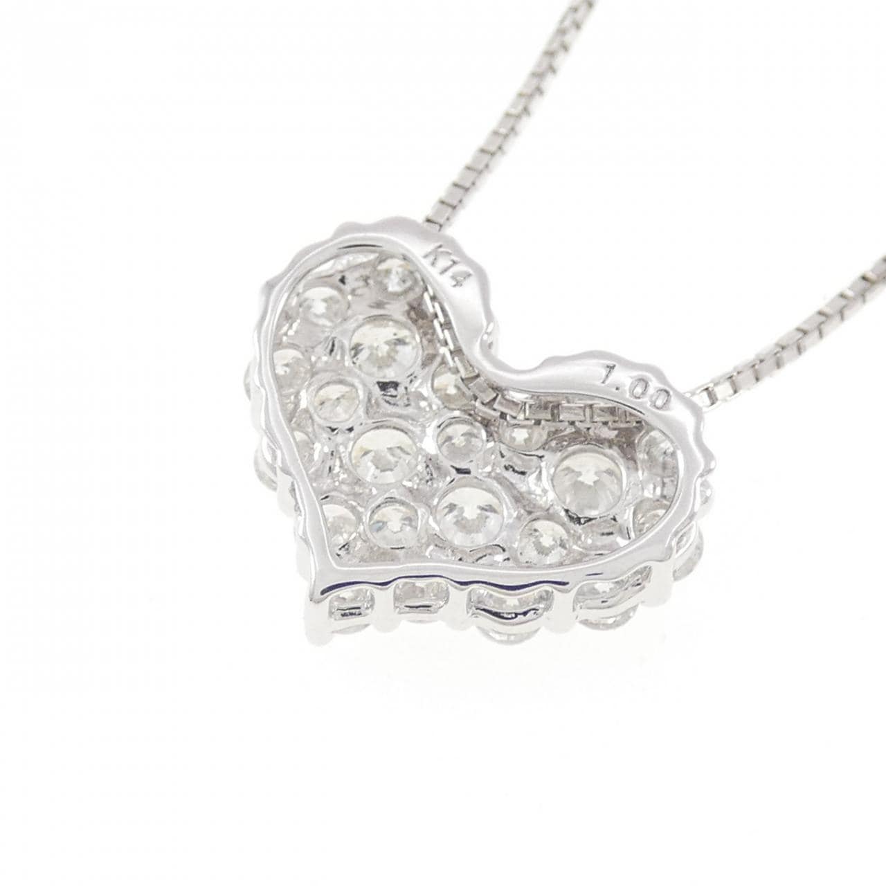 K14WG ハート ダイヤモンド ネックレス 1.00CT