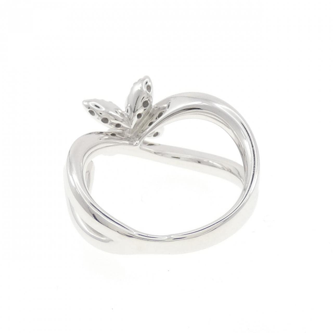 K18WG フラワー ダイヤモンド リング 0.16CT