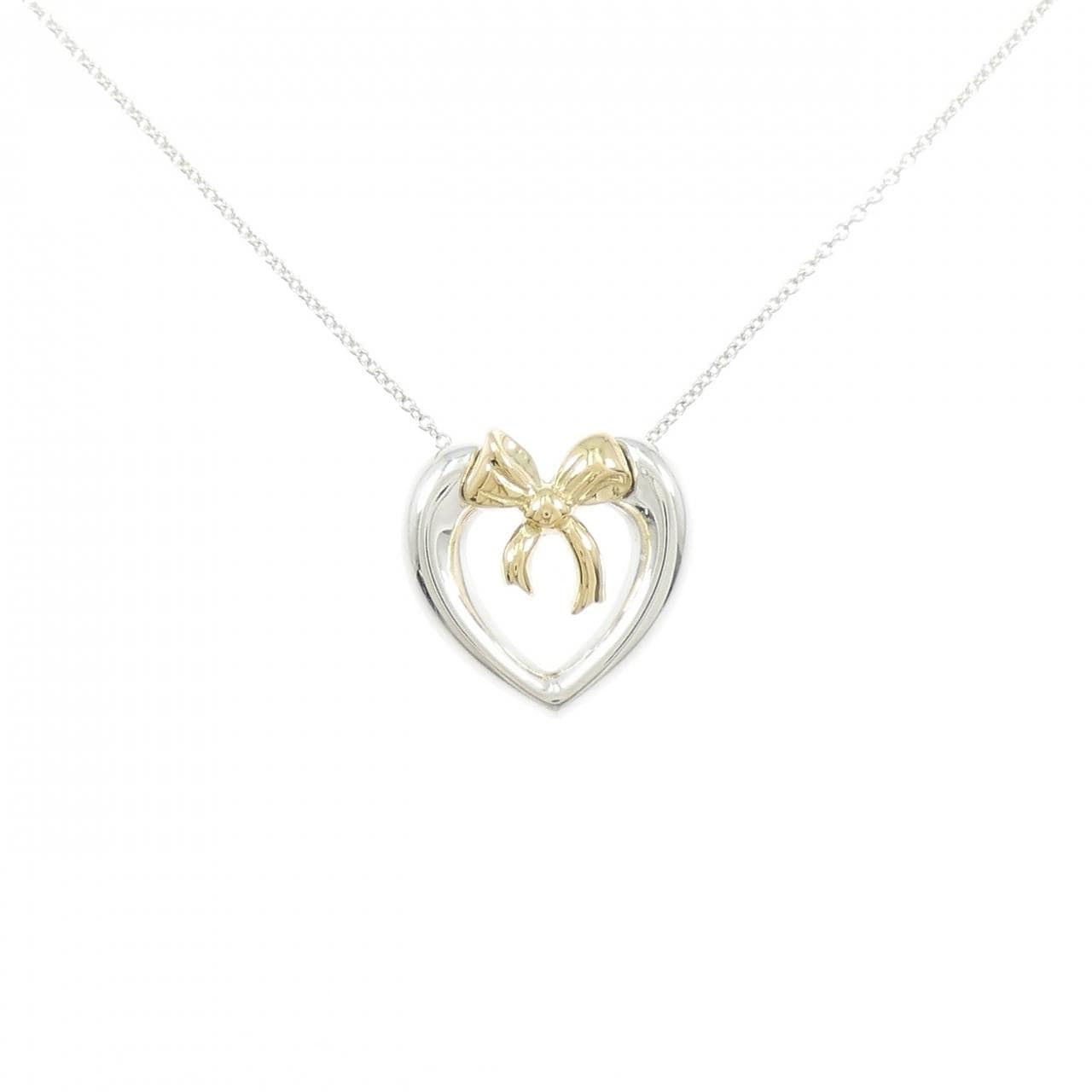 【ヴィンテージ】ティファニー ハート×リボン 925/750YG ネックレス