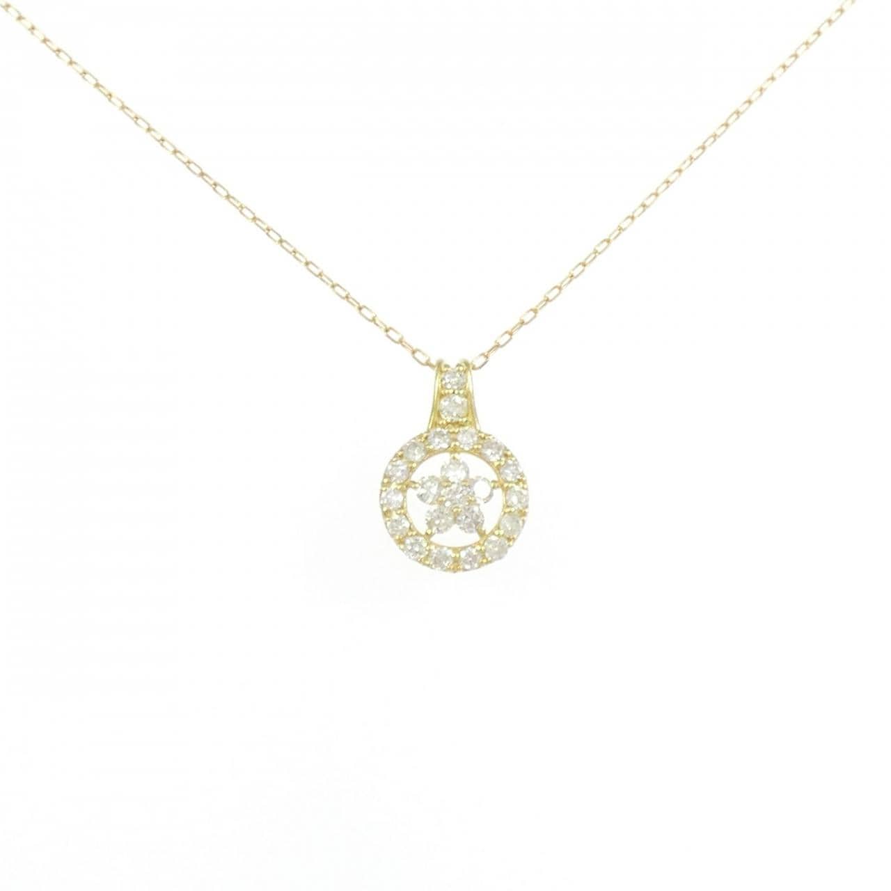 K18YG フラワー ダイヤモンド ネックレス 0.27CT